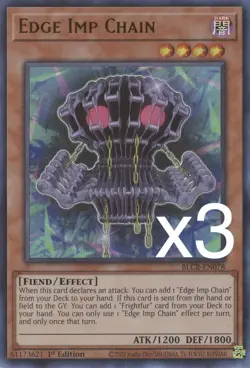 3X Yugioh Edge Imp Chain BLCR-EN078 Ultra Rare 1st Edition NM - Image 1