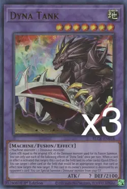 3X Yugioh Dyna Tank BLCR-EN018 Ultra Rare 1st Edition NM - Image 1