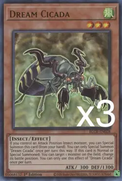 3X Yugioh Dream Cicada BLCR-EN028 Ultra Rare 1st Edition NM - Image 1