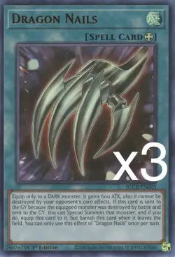 3X Yugioh Dragon Nails BLCR-EN003 Ultra Rare 1st Edition NM - Image 1