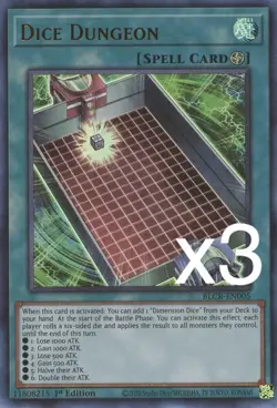 3X Yugioh Dice Dungeon BLCR-EN005 Ultra Rare 1st Edition NM - Image 1