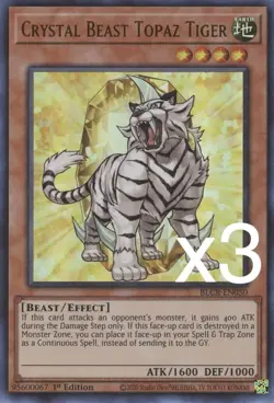 3X Yugioh Crystal Beast Topaz Tiger BLCR-EN050 Ultra Rare 1st Edition NM - Image 1