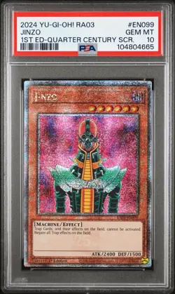 Jinzo Yugioh 2024 RA03-EN099 Quarter Century Secret Rare 1st Edition PSA 10 - Image 1