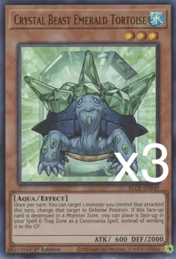 3X Yugioh Crystal Beast Emerald Tortoise BLCR-EN049 Ultra Rare 1st Edition NM - Image 1