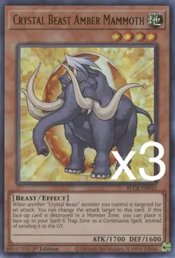 3X Yugioh Crystal Beast Amber Mammoth BLCR-EN051 Ultra Rare 1st Edition NM - Image 1