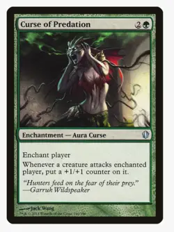 Curse Of Predation #140 Commander Magic Card In Protective Sleeve - Image 1