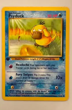 Psyduck 1st Edition 53/62 Fossil Set, Vintage Very Rare Pokemon Card - Image 1