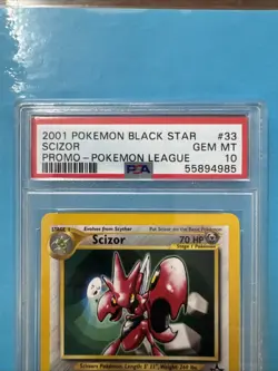 2001 Pokemon Scizor Wizards Black Star PROMO League #33 Card PSA 10 GEM MINT - Image 3