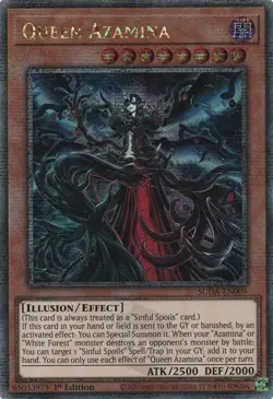 Yugioh Queen Azamina SUDA-EN009 Quarter Century Secret Rare 1st Edition NM - Image 1