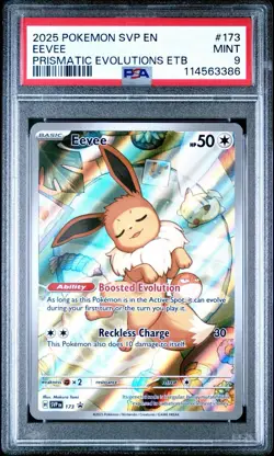 2025 Pokemon Prismatic Evolutions Eevee 173 Black Star ETB Promo PSA 9 Mint - Image 1