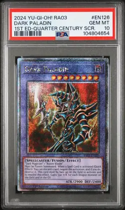 Dark Paladin Yugioh 2024 RA03-EN126 Quarter Century Secret Rare 1st PSA 10 - Image 1