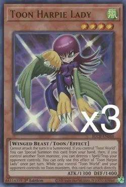 3X Yugioh Toon Harpie Lady BLCR-EN066 Ultra Rare 1st Edition NM - Image 1