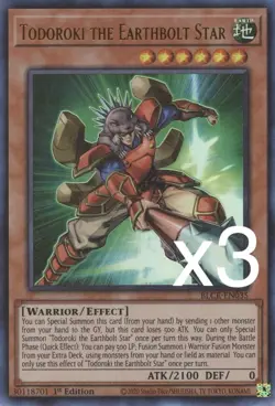3X Yugioh Todoroki the Earthbolt Star BLCR-EN035 Ultra Rare 1st Edition NM - Image 1