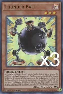 3X Yugioh Thunder Ball BLCR-EN004 Ultra Rare 1st Edition NM - Image 1