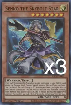 3X Yugioh Senko the Skybolt Star BLCR-EN036 Ultra Rare 1st Edition NM - Image 1