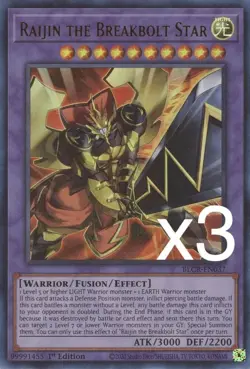 3X Yugioh Raijin the Breakbolt Star BLCR-EN037 Ultra Rare 1st Edition NM - Image 1