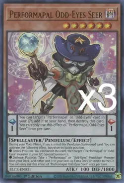 3X Yugioh Performapal Odd-Eyes Seer BLCR-EN031 Ultra Rare 1st Edition NM - Image 1