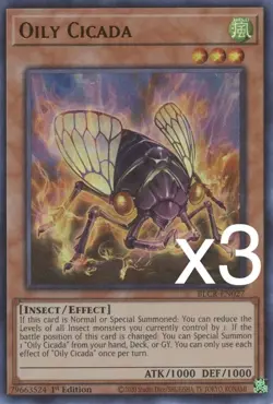 3X Yugioh Oily Cicada BLCR-EN027 Ultra Rare 1st Edition NM - Image 1