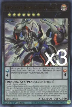 3X Yugioh Odd-Eyes Rebellion Dragon BLCR-EN076 Ultra Rare 1st Edition NM - Image 1