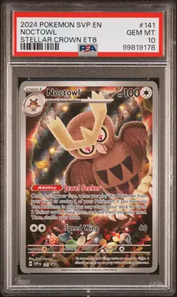 Noctow SVP141 Illustration Rare Stellar Crown ETB Promo PSA 10 Pokemon Card - Image 1
