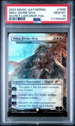 2024 MTG SECRET LAIR DROP FOIL #1585 MIKU, DIVINE DIVA PSA 10 - Image 1