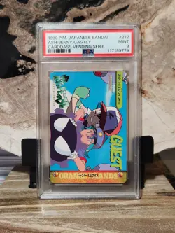 Pokemon PSA 9 MINT Ash/Jenny/Ghastly #212 Bandai Carddass Vending Series 6 - Image 1