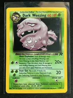 Pokemon Dark Weezing TCG Holo Rare Card 14/82 Team Rocket Vintage WOTC LP - Image 1