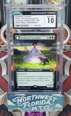 Graded MTG Card - CGC Gem Mint 10 - VOW - Avabruck Caretaker (Extended Art) - Image 1