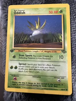 Oddish 58/64 1st Edition NM Near Mint Jungle WOTC Pokemon Card Ships Fast - Image 1