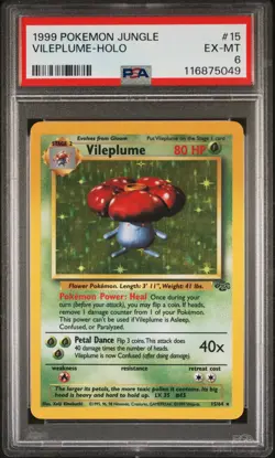 1999 POKEMON JUNGLE #15 VILEPLUME-HOLO PSA 6 - Image 1