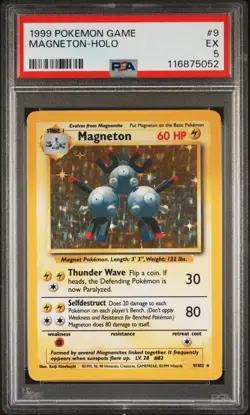 1999 POKEMON BASE SET UNLIMITED #9 MAGNETON-HOLO PSA 5 - Image 1