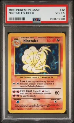 1999 POKEMON BASE SET UNLIMITED #12 NINETALES-HOLO PSA 4 - Image 1