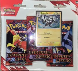 Pokemon TCG Scarlet & Violet Destined Rivals 3-Pack Blister |Zebstrika BRAND NEW - Image 1