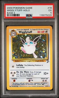 2000 POKEMON BASE SET 2 #19 WIGGLYTUFF-HOLO PSA 5 - Image 1