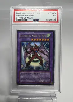 YuGiOh Elemental Hero Air Neos STON-EN034 1st Edition Ultra Rare PSA 7 - Image 1