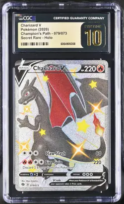 CGC 10 Pristine Charizard V 079/073 Shiny Secret Rare Champions Path Pokemon TCG - Image 1