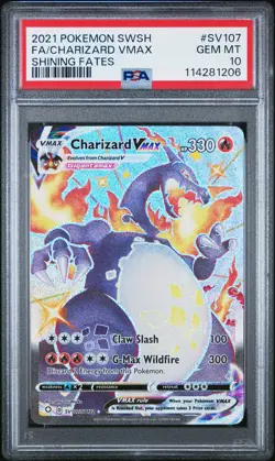 2021 POKEMON SWORD & SHIELD SHINING FATES #SV107 FULL ART/CHARIZARD VMAX PSA 10 - Image 1