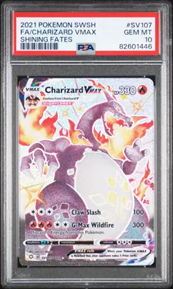 2021 POKEMON SWORD & SHIELD SHINING FATES #SV107 FULL ART/CHARIZARD VMAX PSA 10 - Image 1
