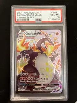 2021 POKEMON SWORD & SHIELD SHINING FATES #SV107 FULL ART/CHARIZARD VMAX PSA 10 - Image 1
