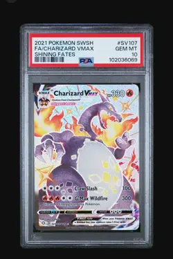 2021 POKEMON SWORD & SHIELD SHINING FATES #SV107 FULL ART/CHARIZARD VMAX PSA 10 - Image 1
