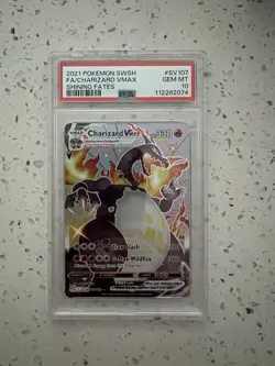 2021 POKEMON SWORD & SHIELD SHINING FATES #SV107 FULL ART/CHARIZARD VMAX PSA 10 - Image 1