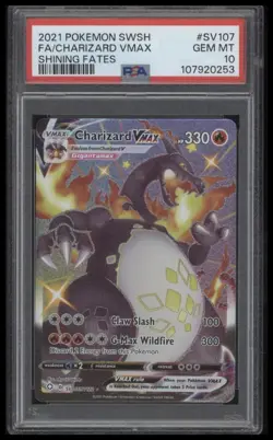 2021 POKEMON SWORD & SHIELD SHINING FATES #SV107 FULL ART/CHARIZARD VMAX PSA 10 - Image 1