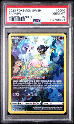 2023 POKEMON SWORD & SHIELD CROWN ZENITH #GG10 FULL ART/MEW PSA 10 - Image 1