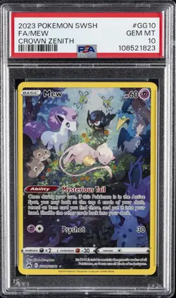 2023 POKEMON SWORD & SHIELD CROWN ZENITH #GG10 FULL ART/MEW PSA 10 - Image 1