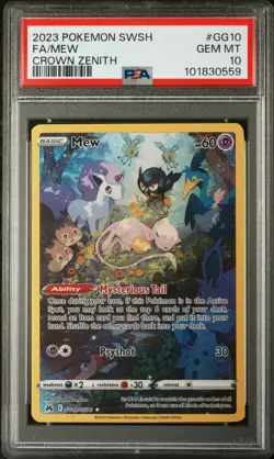 2023 POKEMON SWORD & SHIELD CROWN ZENITH #GG10 FULL ART/MEW PSA 10 - Image 1