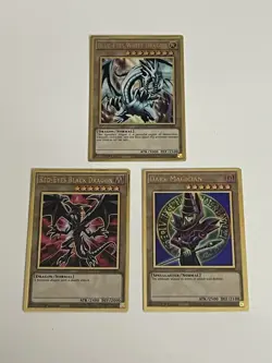 Blue-Eyes White Dragon & Red-Eyes B Dragon & Dark Magician MGED Gold NM Yugioh - Image 1