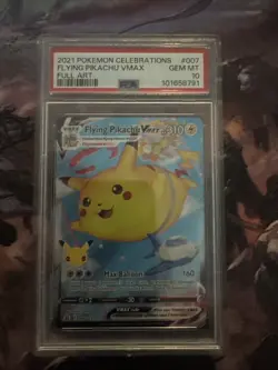 Pokemon 2021 Celebrations Flying Pikachu VMAX #007/025 PSA 10 Gem MT Full Art - Image 1