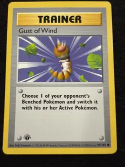 Pokemon Gust of Wind Trainer 93/102 from Base Set 1st Edition in LP+ condition! - Image 1