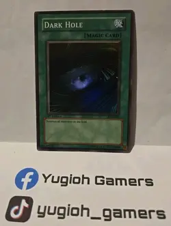 YUGIOH DARK HOLE SUPER LOB-052 1ST EDITION PLAYED - Image 1