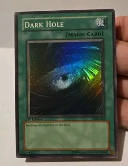 YUGIOH DARK HOLE SUPER LOB-052 1ST EDITION PLAYED - Image 3